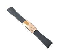 XNJIADVSY Bracelet de montre en caoutchouc naturel, 20mm, 21mm, 22mm, Compatible avec Rolex Submariner Explorer Oyster MILGAUSS Airking, bracelet Silicone(Black-Rose buckle,20mm)
