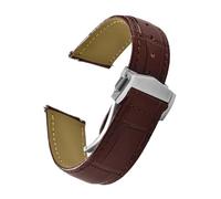 XNJIADVSY Bracelet de montre en cuir 19/20/21/22 mm compatible avec Omega Speed Seamaster 300, fermoir déployant, libération rapide, universel(Brown-Silver Buckle,19mm)