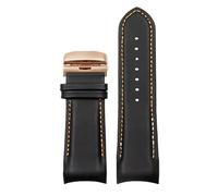 XNJIADVSY Bracelet de montre en cuir à extrémités incurvées, 22 mm, 23 et 24, compatible avec les montres Tissot Couturier T035, T035T035617A T035439A (marron noir)(Black-Oran-rose gold,23mm)