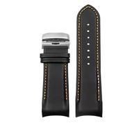XNJIADVSY Bracelet de montre en cuir à extrémités incurvées, 22 mm, 23 et 24, compatible avec les montres Tissot Couturier T035, T035T035617A T035439A (marron noir)(Black-Oran-Silver,23mm)