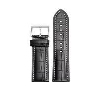 XNJIADVSY Bracelet de montre en cuir Crocodile Style universel, Compatible avec Omega Rolex VC PP Cartier(B-black-white-silver,20mm)