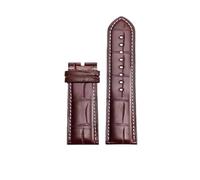 XNJIADVSY Bracelet de montre en cuir Crocodile Style universel, Compatible avec Omega Rolex VC PP Cartier(Brown-white-noBuckle,20mm)
