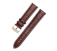 XNJIADVSY Bracelet de montre en cuir marron et noir, compatible avec les montres Hamilton for hommes femmes, boucle ardillon, disponible 18/19/20/21/22 23/24 mm(Brown white-Rose-K1,20mm)