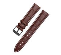 XNJIADVSY Bracelet de montre en cuir marron et noir, compatible avec les montres Hamilton for hommes femmes, boucle ardillon, disponible 18/19/20/21/22 23/24 mm(Brown white-Black-K1,18mm)