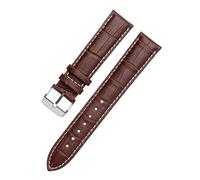 XNJIADVSY Bracelet de montre en cuir marron et noir, compatible avec les montres Hamilton for hommes femmes, boucle ardillon, disponible 18/19/20/21/22 23/24 mm(Brown white-Steel-K1,18mm)