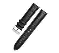XNJIADVSY Bracelet de montre en cuir marron et noir, compatible avec les montres Hamilton for hommes femmes, boucle ardillon, disponible 18/19/20/21/22 23/24 mm(Black black-Steel-K1,20mm)