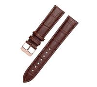 XNJIADVSY Bracelet de montre en cuir marron et noir, compatible avec les montres Hamilton for hommes femmes, boucle ardillon, disponible 18/19/20/21/22 23/24 mm(Brown brown-Rose-K1,21mm)