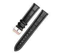 XNJIADVSY Bracelet de montre en cuir marron et noir, compatible avec les montres Hamilton for hommes femmes, boucle ardillon, disponible 18/19/20/21/22 23/24 mm(Black white-Rose-K1,20mm)