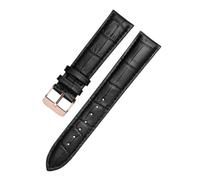 XNJIADVSY Bracelet de montre en cuir marron et noir, compatible avec les montres Hamilton for hommes femmes, boucle ardillon, disponible 18/19/20/21/22 23/24 mm(Black black-Rose-K1,18mm)