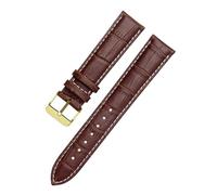 XNJIADVSY Bracelet de montre en cuir marron et noir, compatible avec les montres Hamilton for hommes femmes, boucle ardillon, disponible 18/19/20/21/22 23/24 mm(Brown white-Gold-K1,21mm)