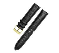 XNJIADVSY Bracelet de montre en cuir marron et noir, compatible avec les montres Hamilton for hommes femmes, boucle ardillon, disponible 18/19/20/21/22 23/24 mm(Black black-Gold-K1,14mm)