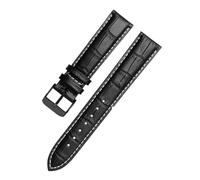 XNJIADVSY Bracelet de montre en cuir marron et noir, compatible avec les montres Hamilton for hommes femmes, boucle ardillon, disponible 18/19/20/21/22 23/24 mm(Black white-Black-K1,22mm)