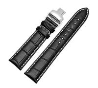 XNJIADVSY Bracelet de montre en cuir noir et marron, 18/19/20/21/22/24 mm, accessoires compatibles avec les bracelets Tissot(Black white,18mm)