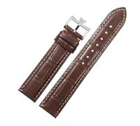 XNJIADVSY Bracelet de montre remplacement compatible avec Vacheron Constantin Patrimony VC en cuir vachette noir, bleu et marron, tailles 19 mm, 20, 21 22(Brown white-silver,21mm)