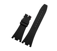 XNJIADVSY Bracelet en caoutchouc noir for hommes, Compatible avec AP15703 15710 26703 Royal Oak Offshore, 28mm, boucle pliante outils(Black-No buckle,28mm)