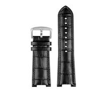 XNJIADVSY Bracelet en cuir de remplacement concave compatible avec les montres for femmes Folli Follie Rossini Casio King(Black Silver pin,18.9mm)