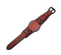 XNJIADVSY Bracelet en cuir rétro brossé à la main, Style de Base chaîne montre Compatible avec les accessoires Fossil Panerai Rolex Tudor 18 20 22(Brown-black-B,24mm)