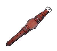 XNJIADVSY Bracelet en cuir rétro brossé à la main, Style de Base chaîne montre Compatible avec les accessoires Fossil Panerai Rolex Tudor 18 20 22(Brown-silver-C,18mm)