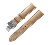 XNJIADVSY Bracelet en cuir souple à Grain Litchi, boucle papillon, bleu, marron, violet, 14mm, 16mm, 18mm, 20mm, 22mm, accessoires de montre, Compatible avec(Beige,14)