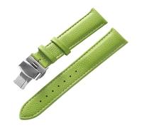 XNJIADVSY Bracelet en cuir souple à Grain Litchi, boucle papillon, bleu, marron, violet, 14mm, 16mm, 18mm, 20mm, 22mm, accessoires de montre, Compatible avec(Apple green,20)