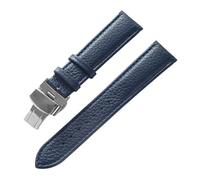 XNJIADVSY Bracelet en cuir souple à Grain Litchi, boucle papillon, bleu, marron, violet, 14mm, 16mm, 18mm, 20mm, 22mm, accessoires de montre, Compatible avec(Dark blue,16)