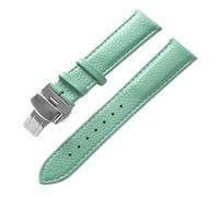 XNJIADVSY Bracelet en cuir souple à Grain Litchi, boucle papillon, bleu, marron, violet, 14mm, 16mm, 18mm, 20mm, 22mm, accessoires de montre, Compatible avec(Light blue,20)