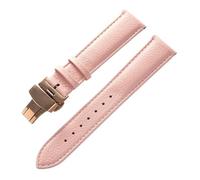 XNJIADVSY Bracelet en cuir souple à Grain Litchi, boucle papillon, bleu, marron, violet, 14mm, 16mm, 18mm, 20mm, 22mm, accessoires de montre, Compatible avec(Pink rose buckle,20)