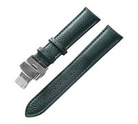 XNJIADVSY Bracelet en cuir souple à Grain Litchi, boucle papillon, bleu, marron, violet, 14mm, 16mm, 18mm, 20mm, 22mm, accessoires de montre, Compatible avec(Dark green,17)