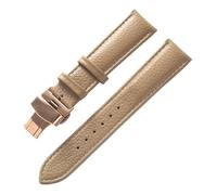 XNJIADVSY Bracelet en cuir souple à Grain Litchi, boucle papillon, bleu, marron, violet, 14mm, 16mm, 18mm, 20mm, 22mm, accessoires de montre, Compatible avec(Beige rose,13)