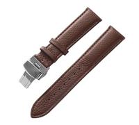 XNJIADVSY Bracelet en cuir souple à Grain Litchi, boucle papillon, bleu, marron, violet, 14mm, 16mm, 18mm, 20mm, 22mm, accessoires de montre, Compatible avec(Dark brown,20)