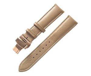 XNJIADVSY Bracelet en cuir souple à Grain Litchi, boucle papillon, bleu, marron, violet, 14mm, 16mm, 18mm, 20mm, 22mm, accessoires de montre, Compatible avec(Beige rose,13)