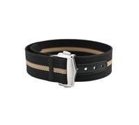 XNJIADVSY BRACELET EN NYLON UNIVERSEL À PASSAGE UNIQUE DE 20 MM Compatible avec les PLANÈTES OMEGA MOONSWATCH - BANDE MISE NIVEAU DOUCE ET CONFORTABLE SANS RAYURES(Black Beige Black)
