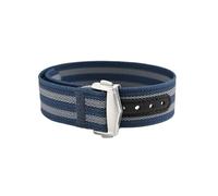 XNJIADVSY BRACELET EN NYLON UNIVERSEL À PASSAGE UNIQUE DE 20 MM Compatible avec les PLANÈTES OMEGA MOONSWATCH - BANDE MISE NIVEAU DOUCE ET CONFORTABLE SANS RAYURES(Blue Grey Strip)