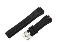 XNJIADVSY Bracelet en silicone souple et confortable, convexe, 24 x 16 mm, compatible avec les montres Timex Tide séries T2N720, T2N721 et TW2T76300.(Black Orange-Steel)
