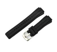 XNJIADVSY Bracelet en silicone souple et confortable, convexe, 24 x 16 mm, compatible avec les montres Timex Tide séries T2N720, T2N721 et TW2T76300.(Black-Steel)