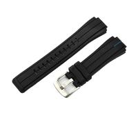 XNJIADVSY Bracelet en silicone souple et confortable, convexe, 24 x 16 mm, compatible avec les montres Timex Tide séries T2N720, T2N721 et TW2T76300.(Black blue-Steel)