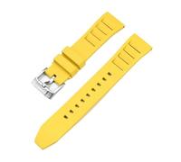 XNJIADVSY Bracelet FKM 19,20,21,22,24 mm Compatible avec Tissot Seiko Casio de montre en caoutchouc fluoré à dégagement rapide(Yellow-silver,22mm)