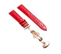 XNJIADVSY Compatible avec Bracelet de montre en cuir, fermoir papillon, 18mm, 20mm, 22mm, 24mm, accessoires(Red-RG,16mm)
