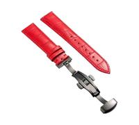 XNJIADVSY Compatible avec Bracelet de montre en cuir, fermoir papillon, 18mm, 20mm, 22mm, 24mm, accessoires(Red-BK,20mm)