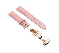 XNJIADVSY Compatible avec Bracelet de montre en cuir, fermoir papillon, 18mm, 20mm, 22mm, 24mm, accessoires(Pink-RG,24mm)