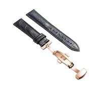 XNJIADVSY Compatible avec Bracelet de montre en cuir, fermoir papillon, 18mm, 20mm, 22mm, 24mm, accessoires(Black-RG,24mm)
