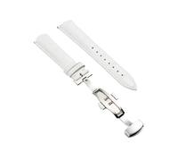 XNJIADVSY Compatible avec Bracelet de montre en cuir, fermoir papillon, 18mm, 20mm, 22mm, 24mm, accessoires(White-S,18mm)