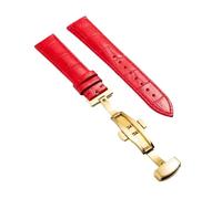 XNJIADVSY Compatible avec Bracelet de montre en cuir, fermoir papillon, 18mm, 20mm, 22mm, 24mm, accessoires(Red-G,16mm)