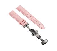 XNJIADVSY Compatible avec Bracelet de montre en cuir, fermoir papillon, 18mm, 20mm, 22mm, 24mm, accessoires(Pink-BK,20mm)