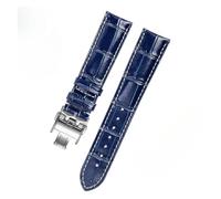 XNJIADVSY Compatible avec le bracelet Longines Craftsman Moon motif crocodile bleu magnifique ceinture homme Comcas 20mm c'est(Blue Silver Buckle)