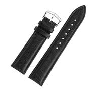 XNJIADVSY Compatible avec les bracelets en cuir à motif litchi de 16, 17, 19, 20, 22 et 23 mm. Compatible Cartier London Solo Key Calibo(Black -silver,16mm-width)