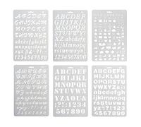 XNJIHWA Lot de 6 pochoirs en plastique avec lettres de l'alphabet - Pochoirs de calligraphie réutilisables pour loisirs créatifs, bricolage, peinture, dessin, journal intime, scrapbooking