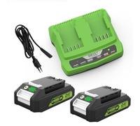 XNJTG 2 pièces Batterie 24V 3.0Ah pour Greenworks G24B2 G24B4 | Compatible Greenworks Batterie G24B2 G24B4,chargeu G24X2UC2