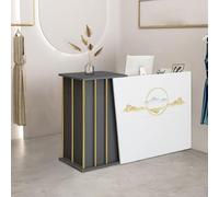 XNKLPY Comptoir de Réception Esthetique Comptoir Accueil Professionnel, Comptoir Magasin Meuble Comptoir Caisse Angle avec Verrouillables Tiroirs pour Dépanneur Hall de Vente Lobby C 120cm