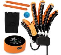 XNKLPY Gant de Robot Rééducation Hémiplégie, L'Avc Equipement Rééducation Doigts pour Paralysie, Equipement D'Entraînement des Doigts(A:Main Gauche B:Main Droite)(Size:B M,Color:Orange)